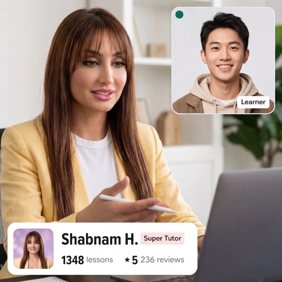 Online tutor teaching a learner