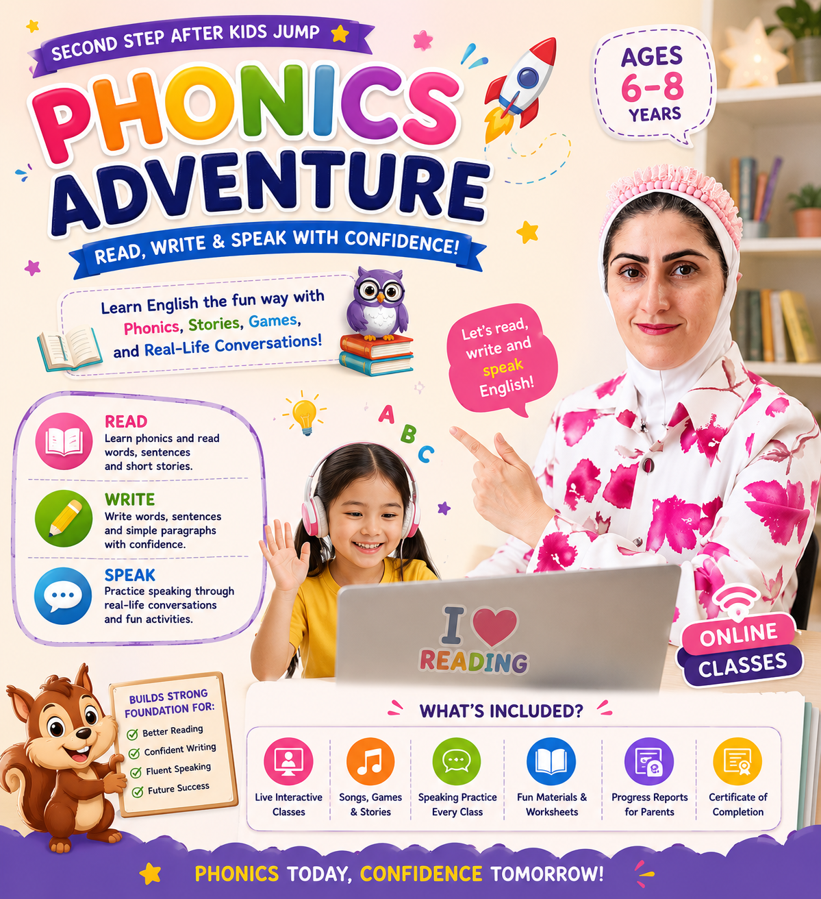🚀 Phonics Adventure (Ages 6–8)