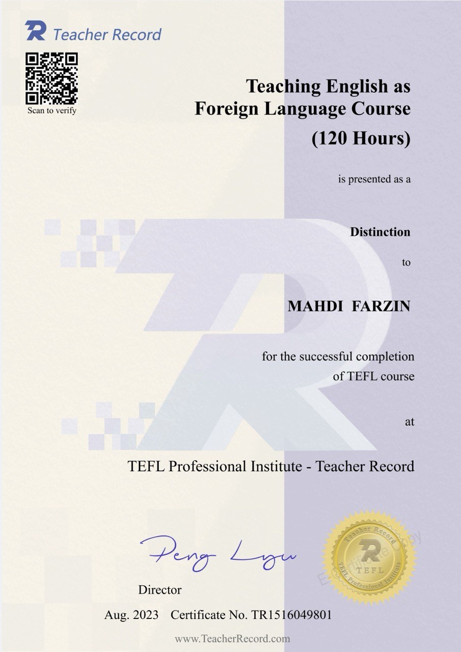 TEFL certificate