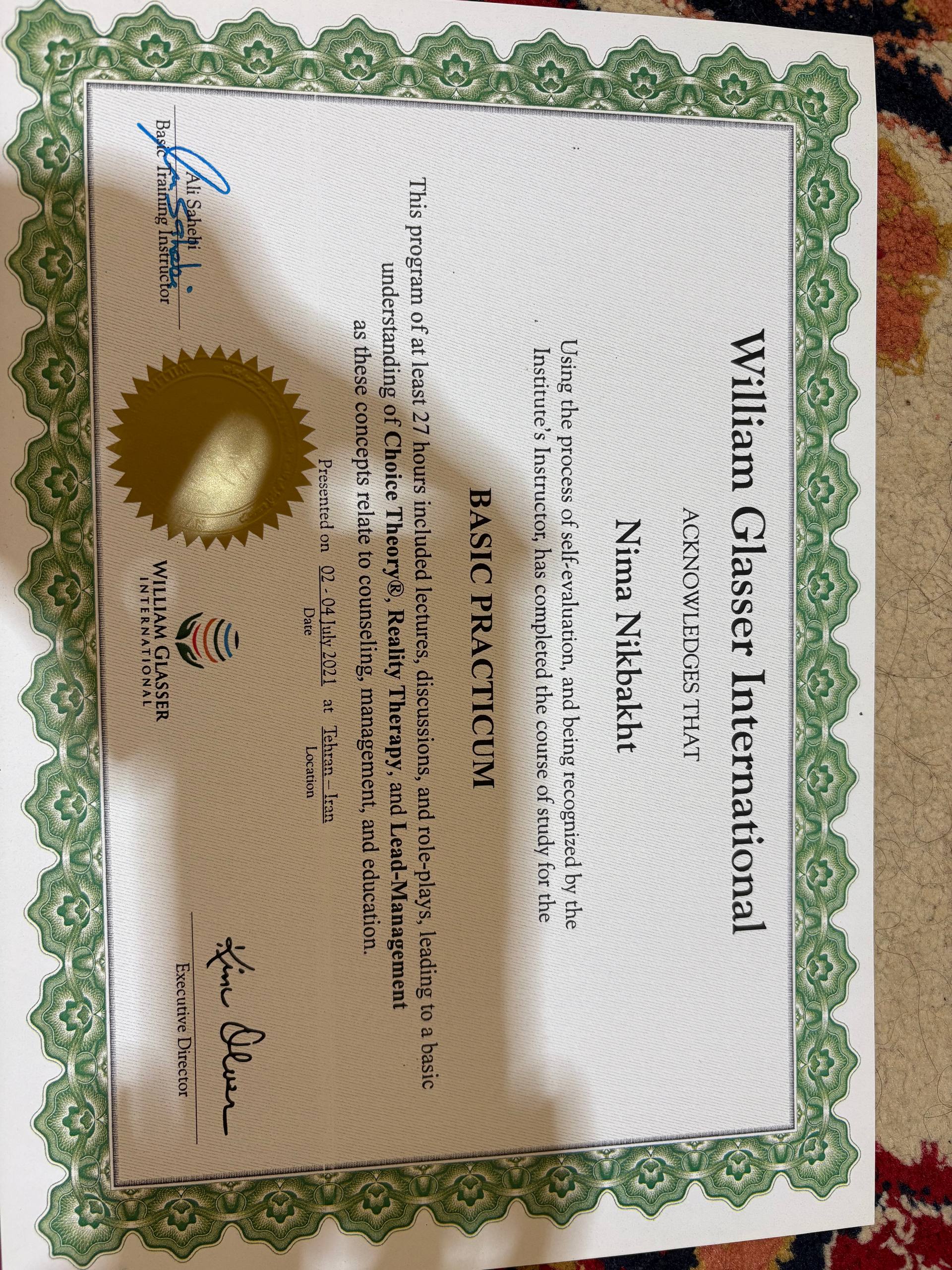 Choice Theory Basic Coaching certificate