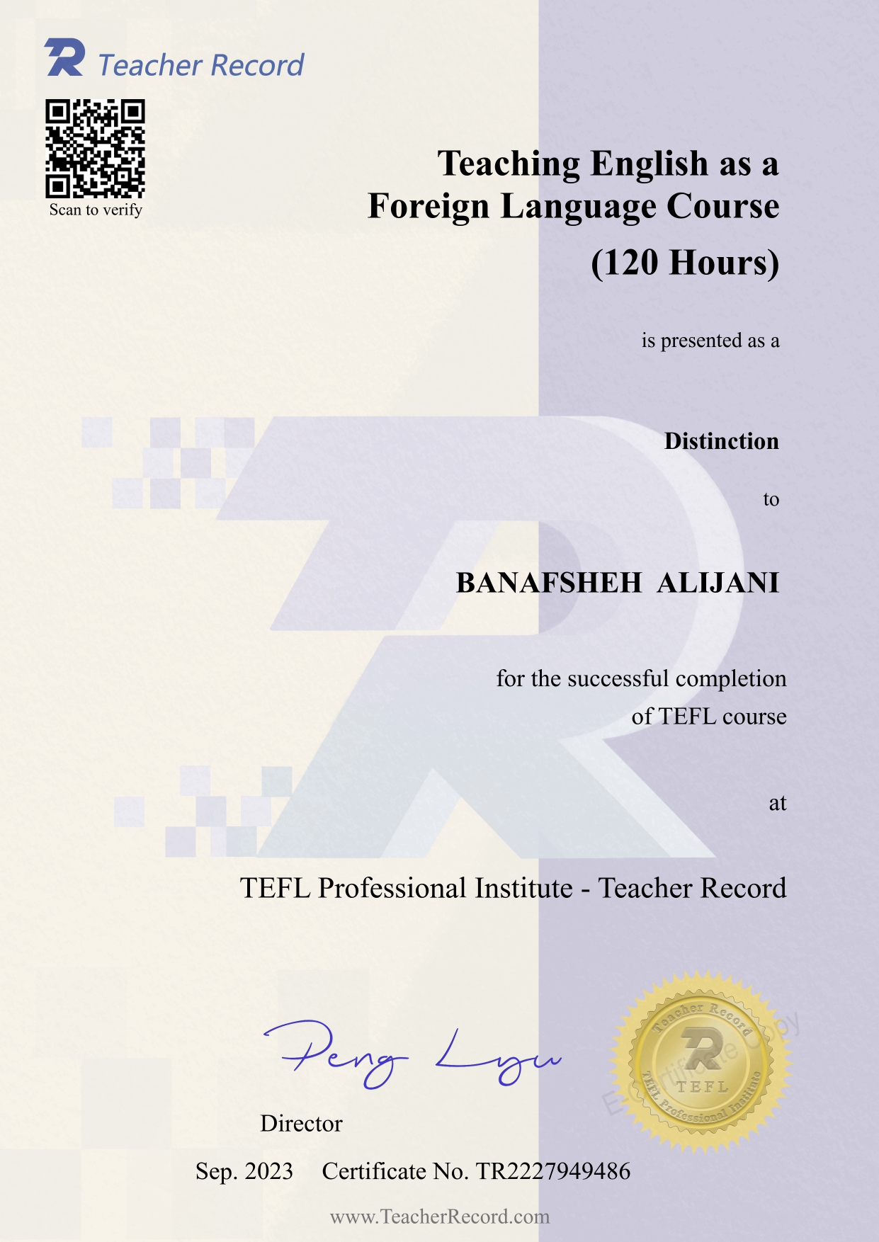 TEFL certificate