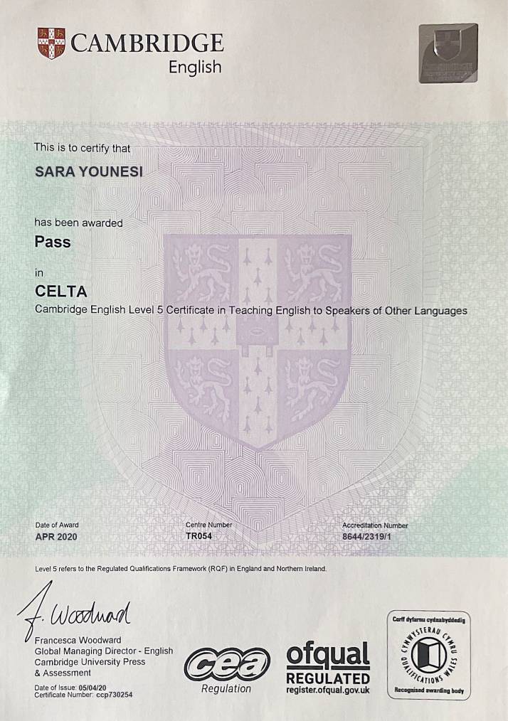 CELTA certificate