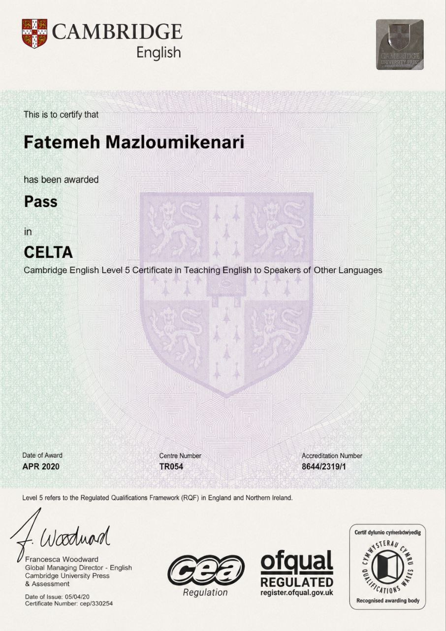 CELTA certificate