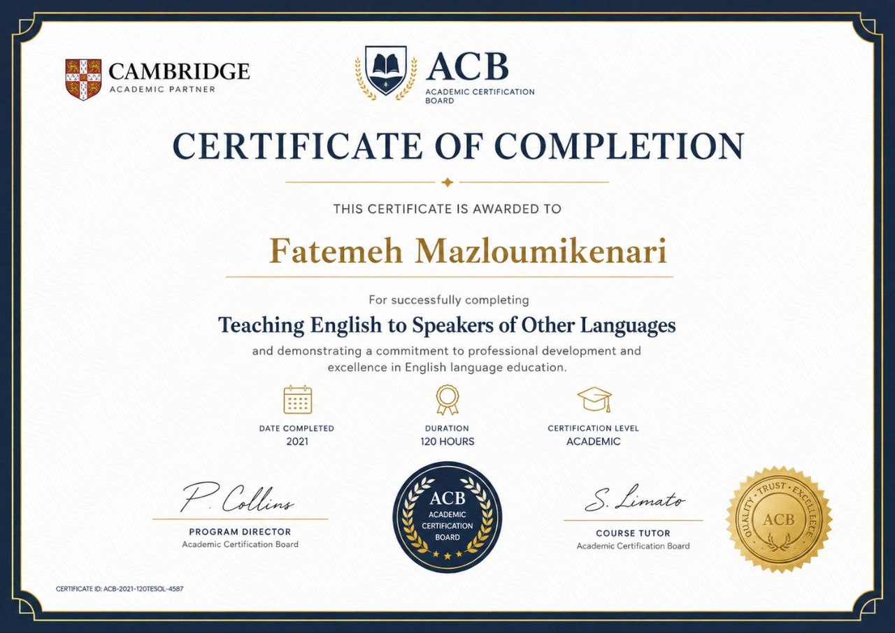 Phd in TEFL certificate