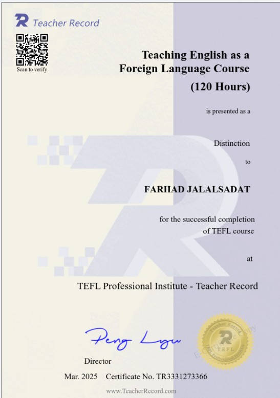 TEFL certificate