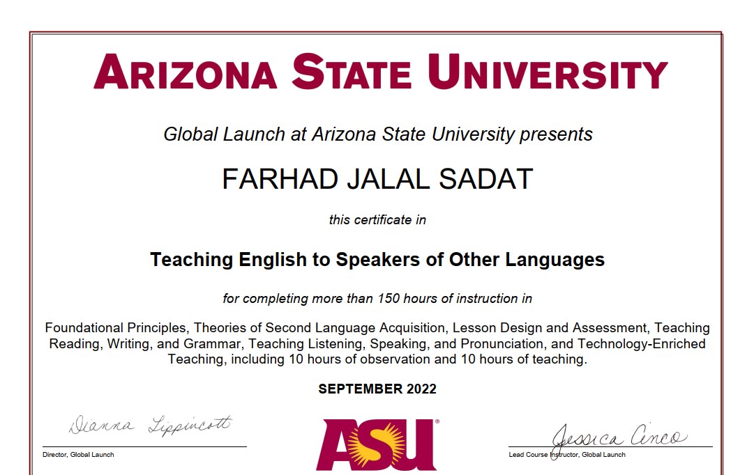 TESOL certificate