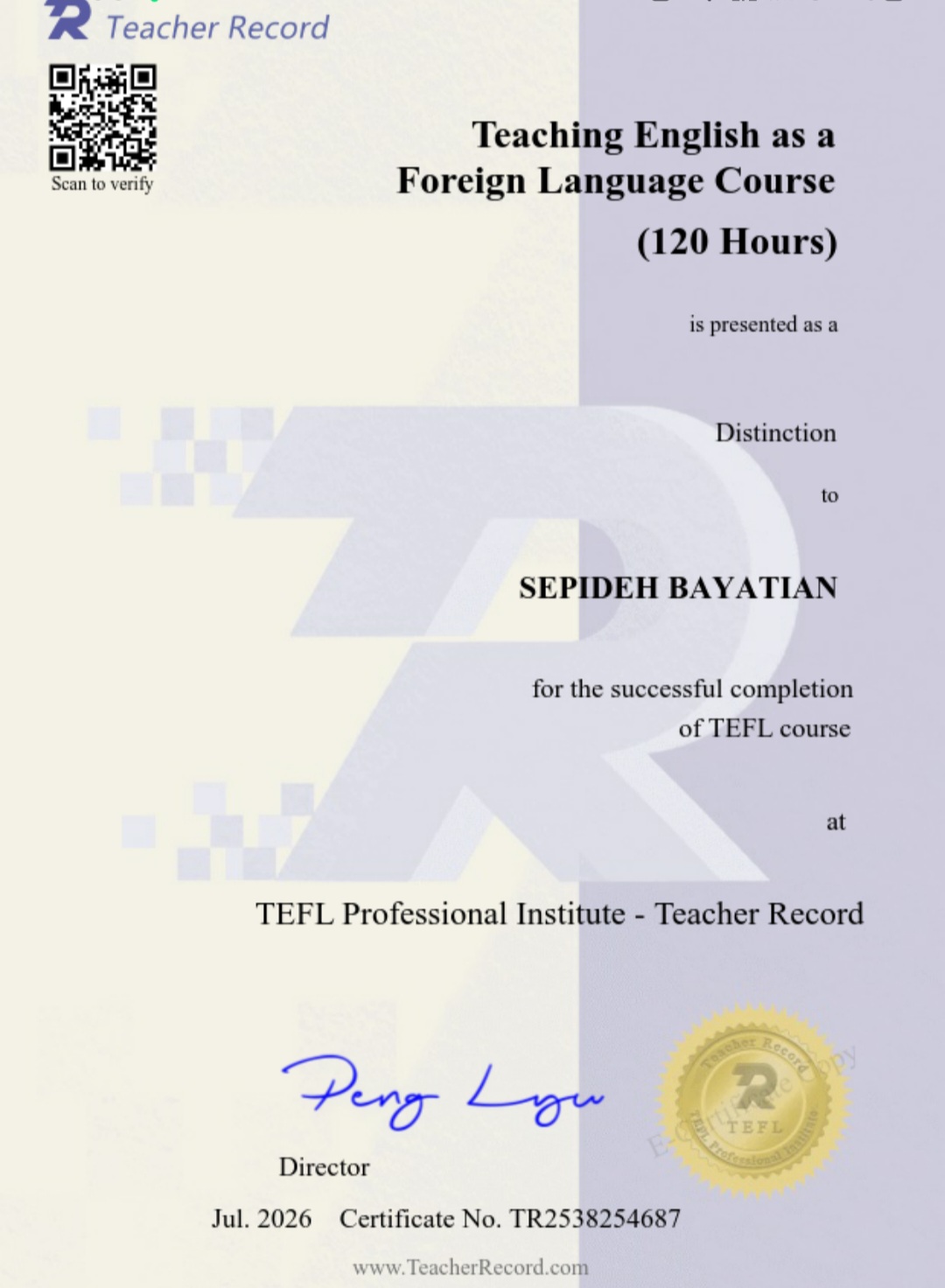 TESOL certificate