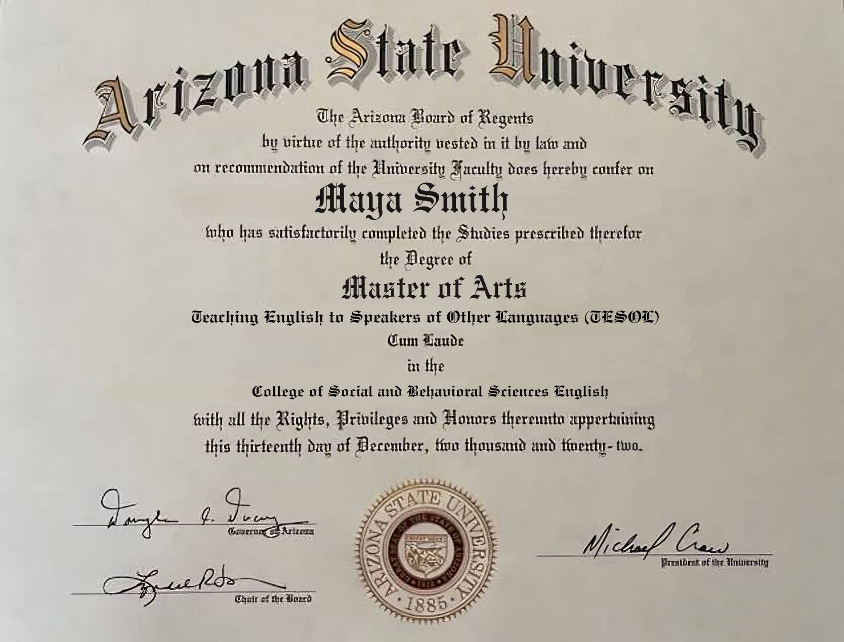 TESOL certificate