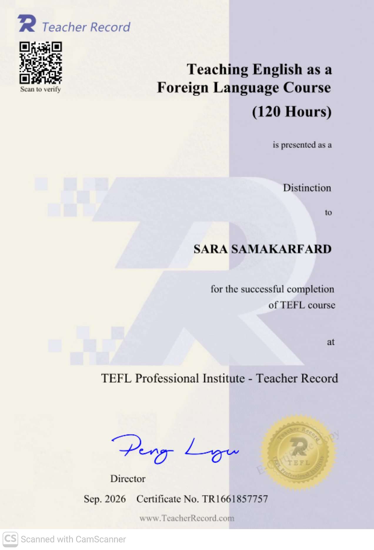 TEFL certificate