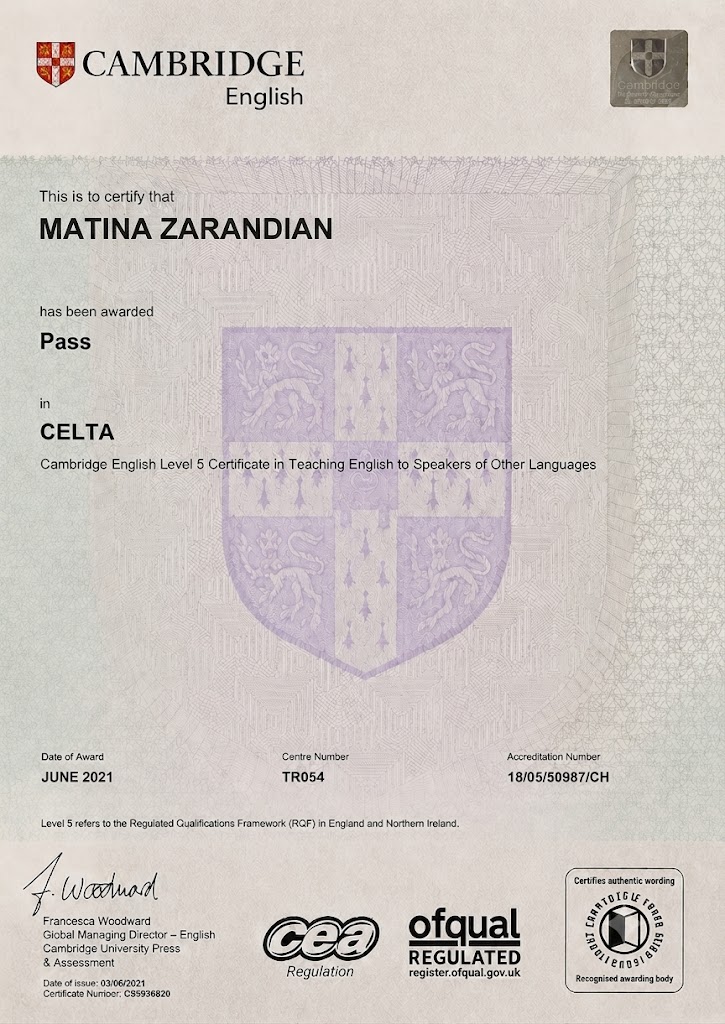 CELTA certificate
