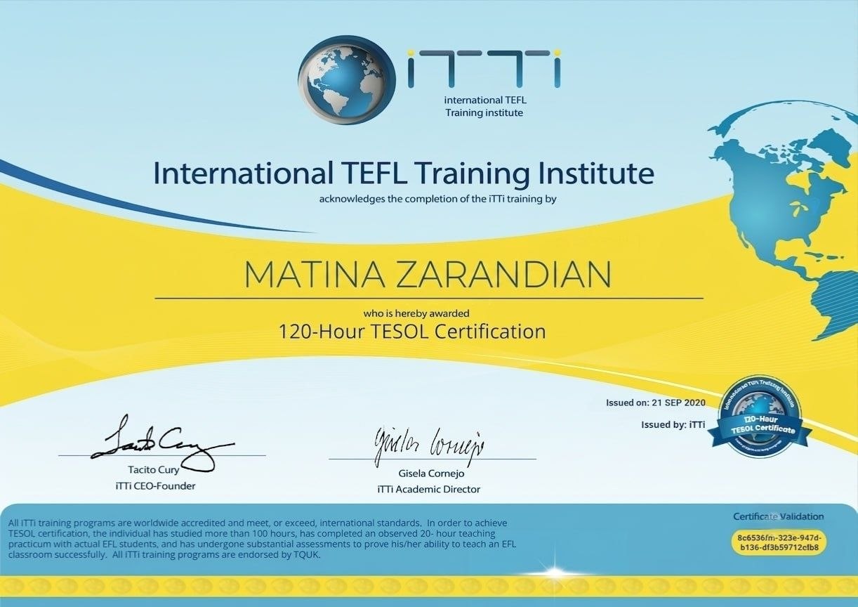 TESOL certificate