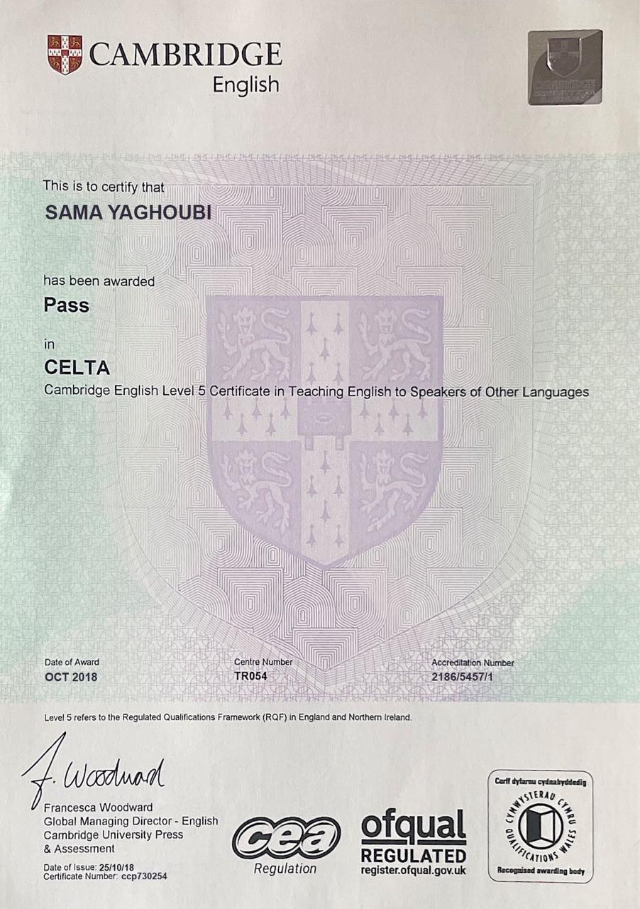 CELTA certificate