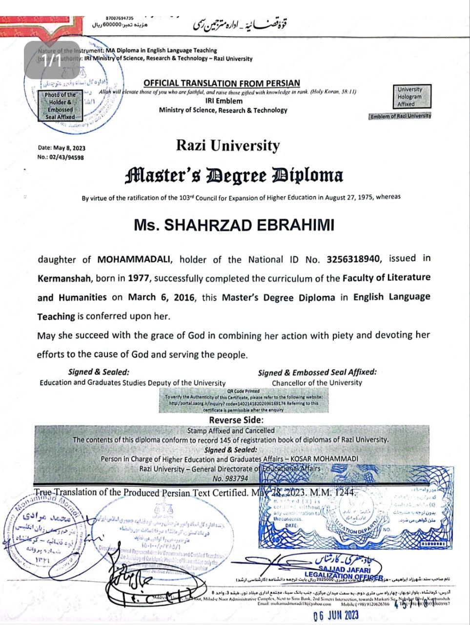 TESOL certificate