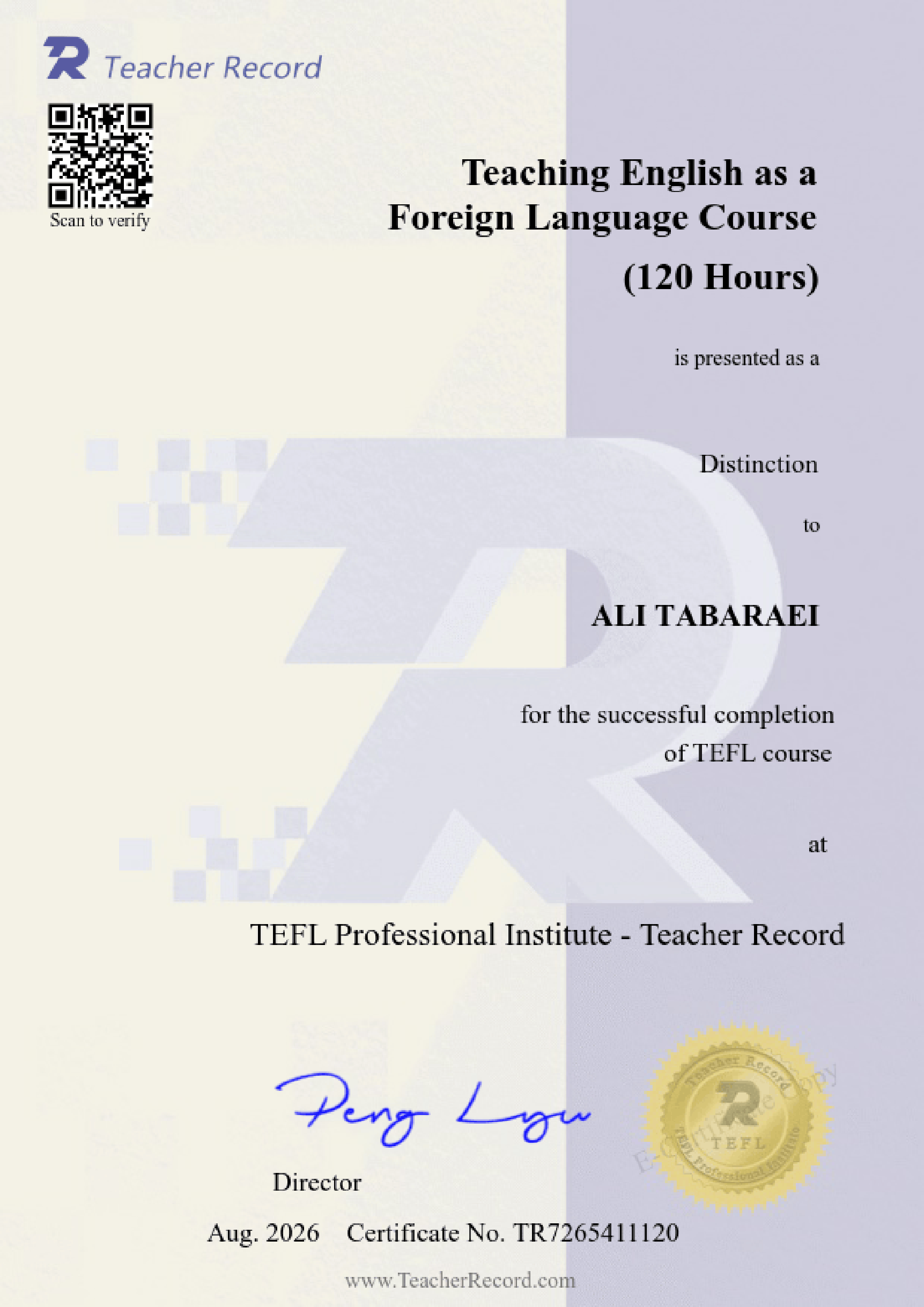 TEFL certificate