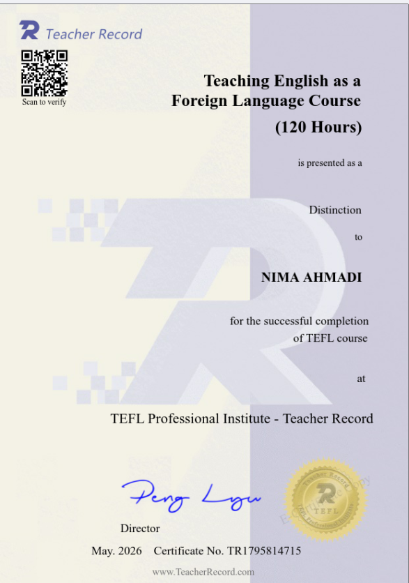 TEFL certificate