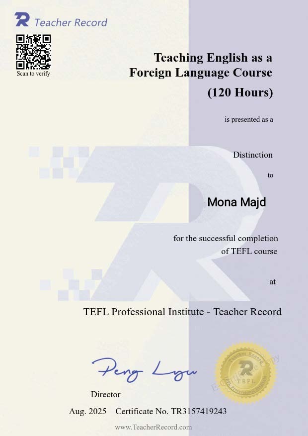 TEFL Certified certificate