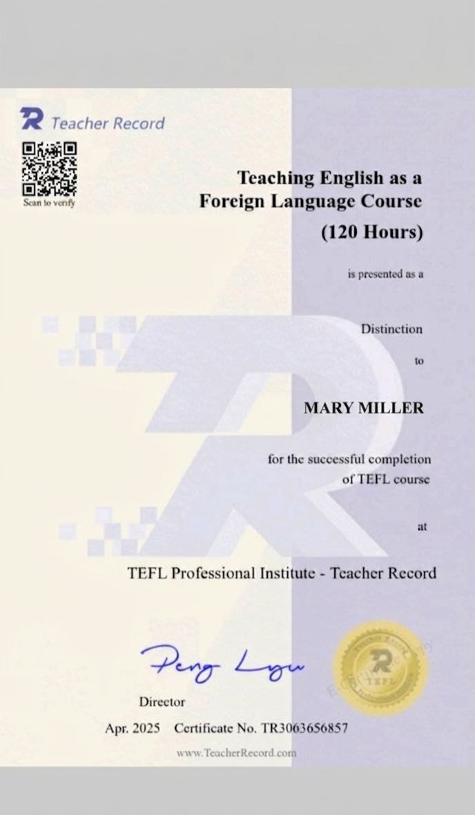 TEFL certificate
