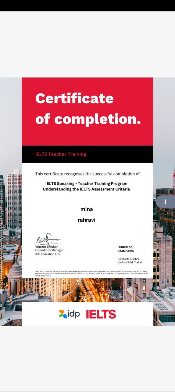 IELTS Speaking T.T.C certificate