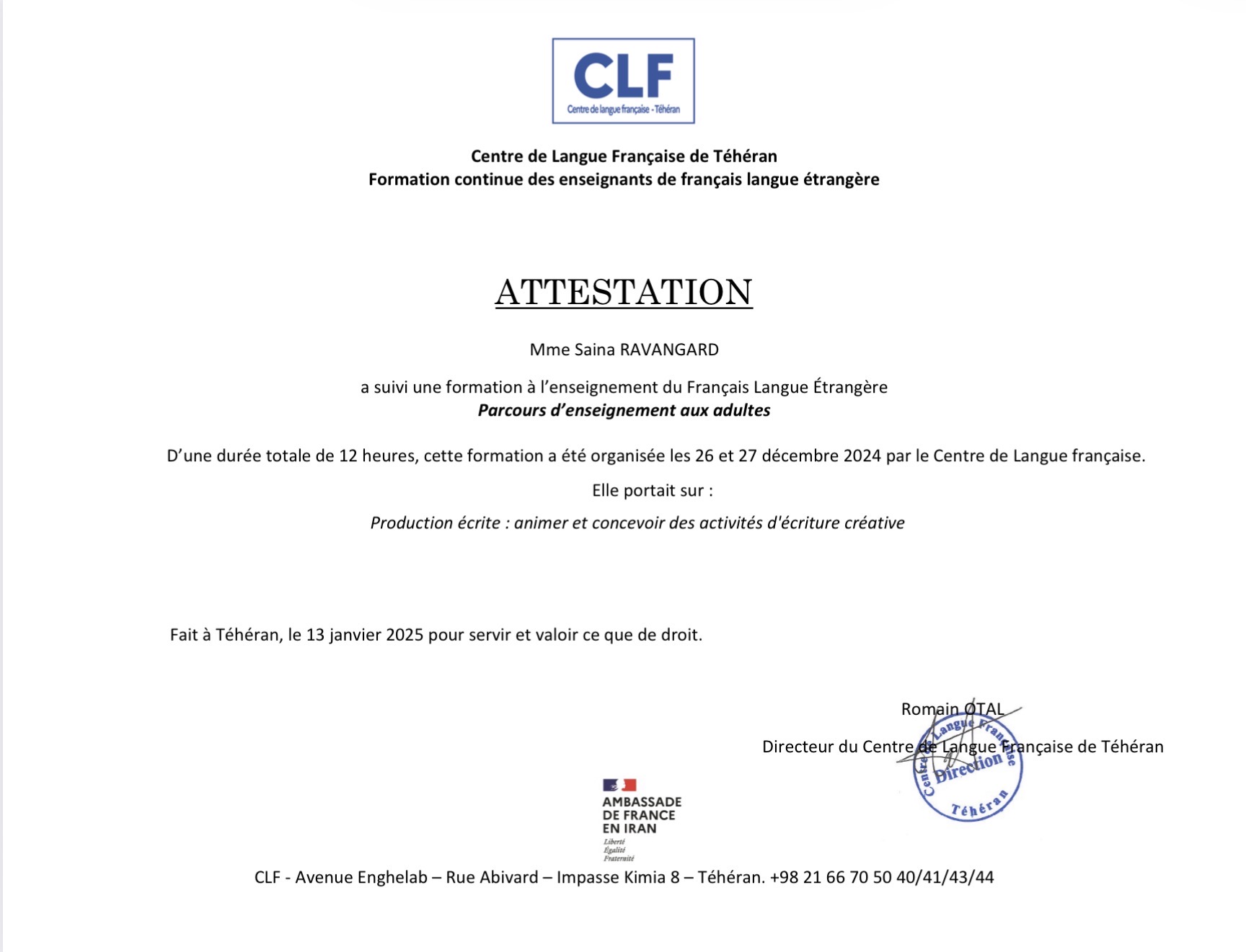 Leading and Designing Creative Writing Activities certificate