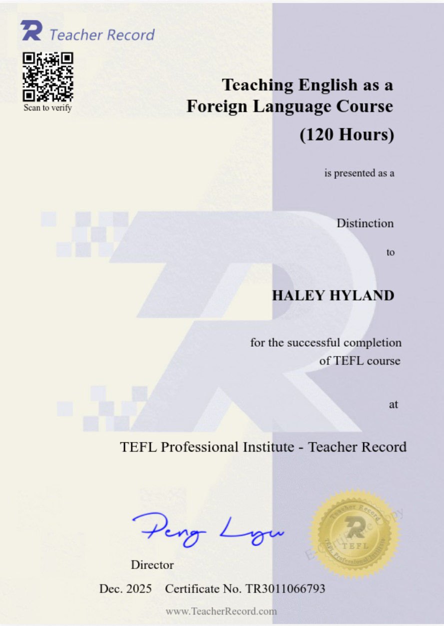 TEFL certificate