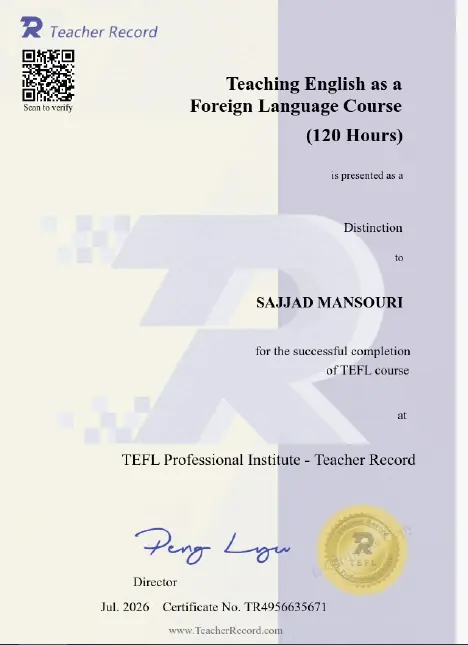 TEFL certificate