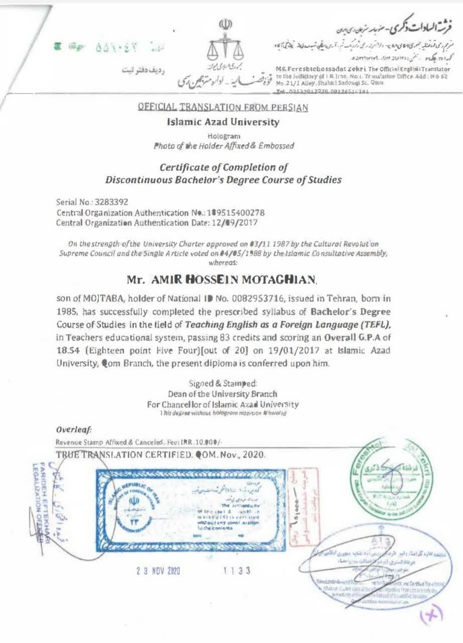 TEFL certificate