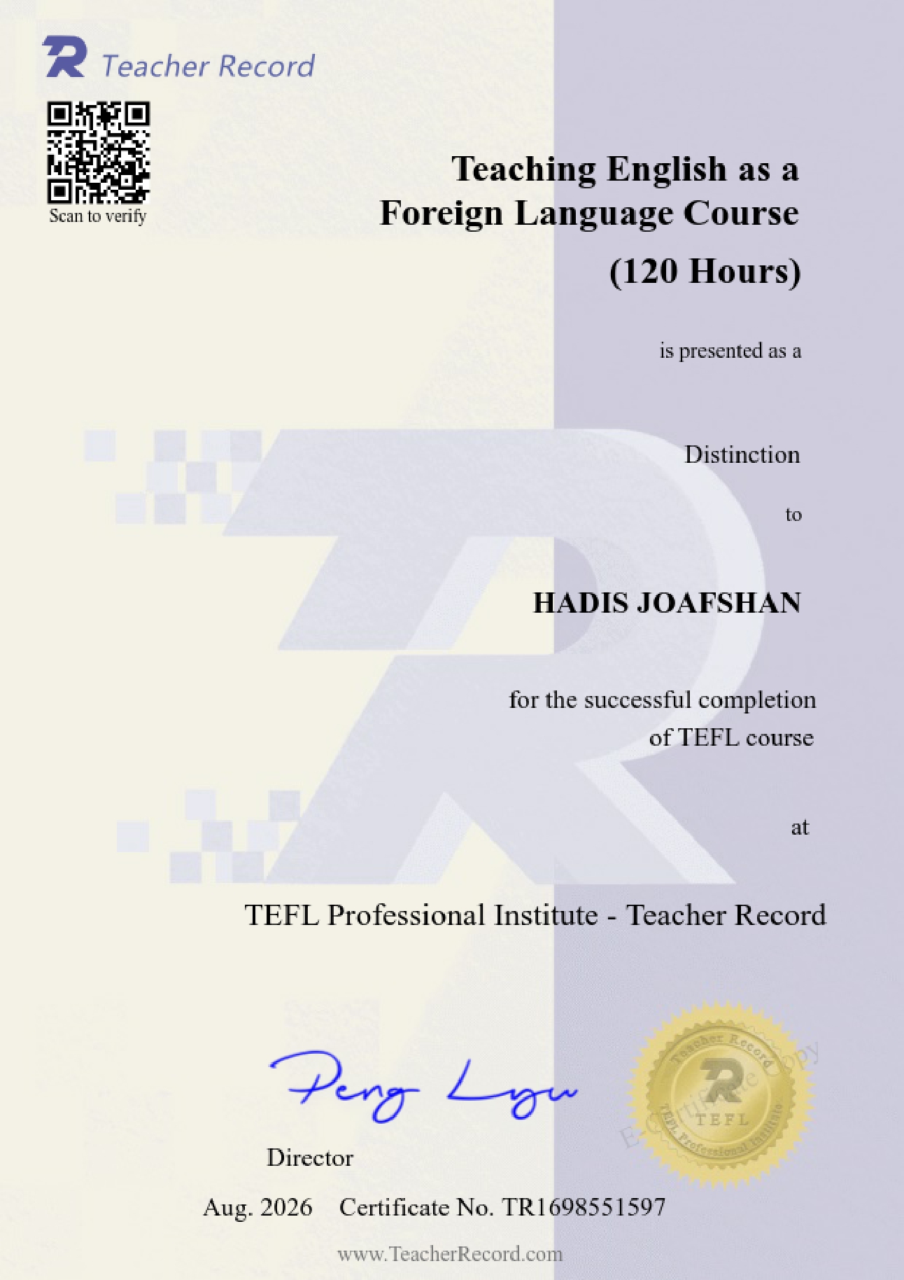 TEFL certificate