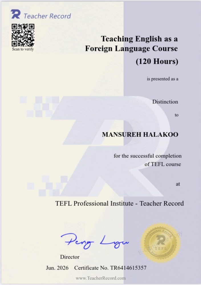 TEFL certificate