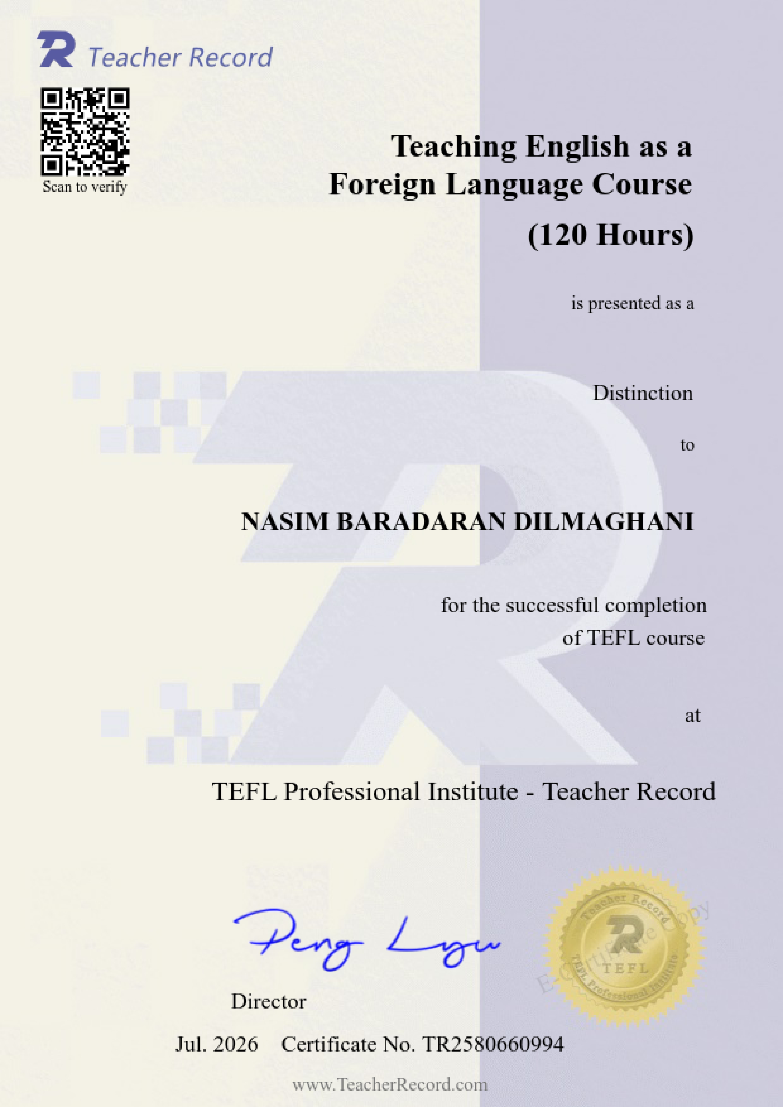 TEFL certificate