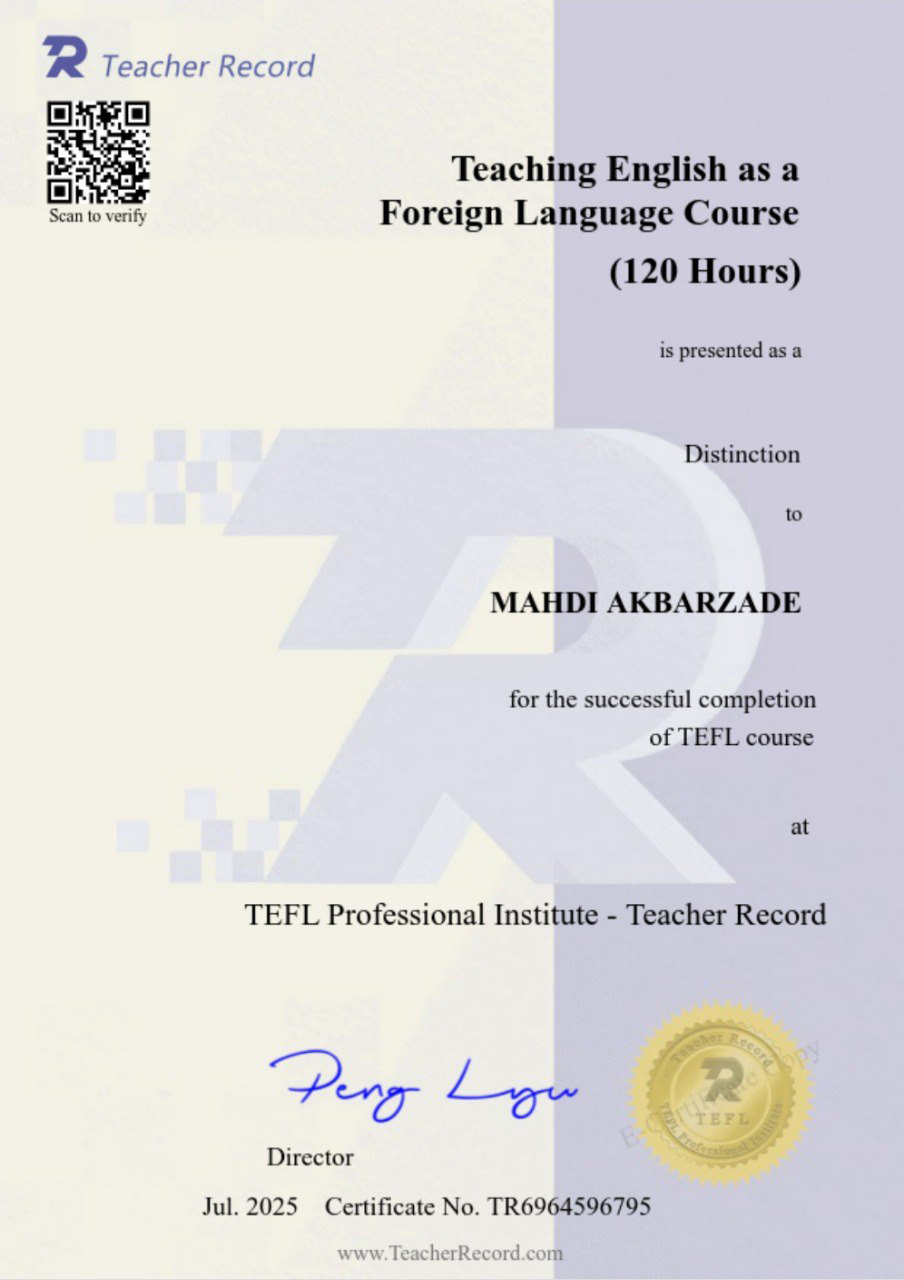 TEFL certificate