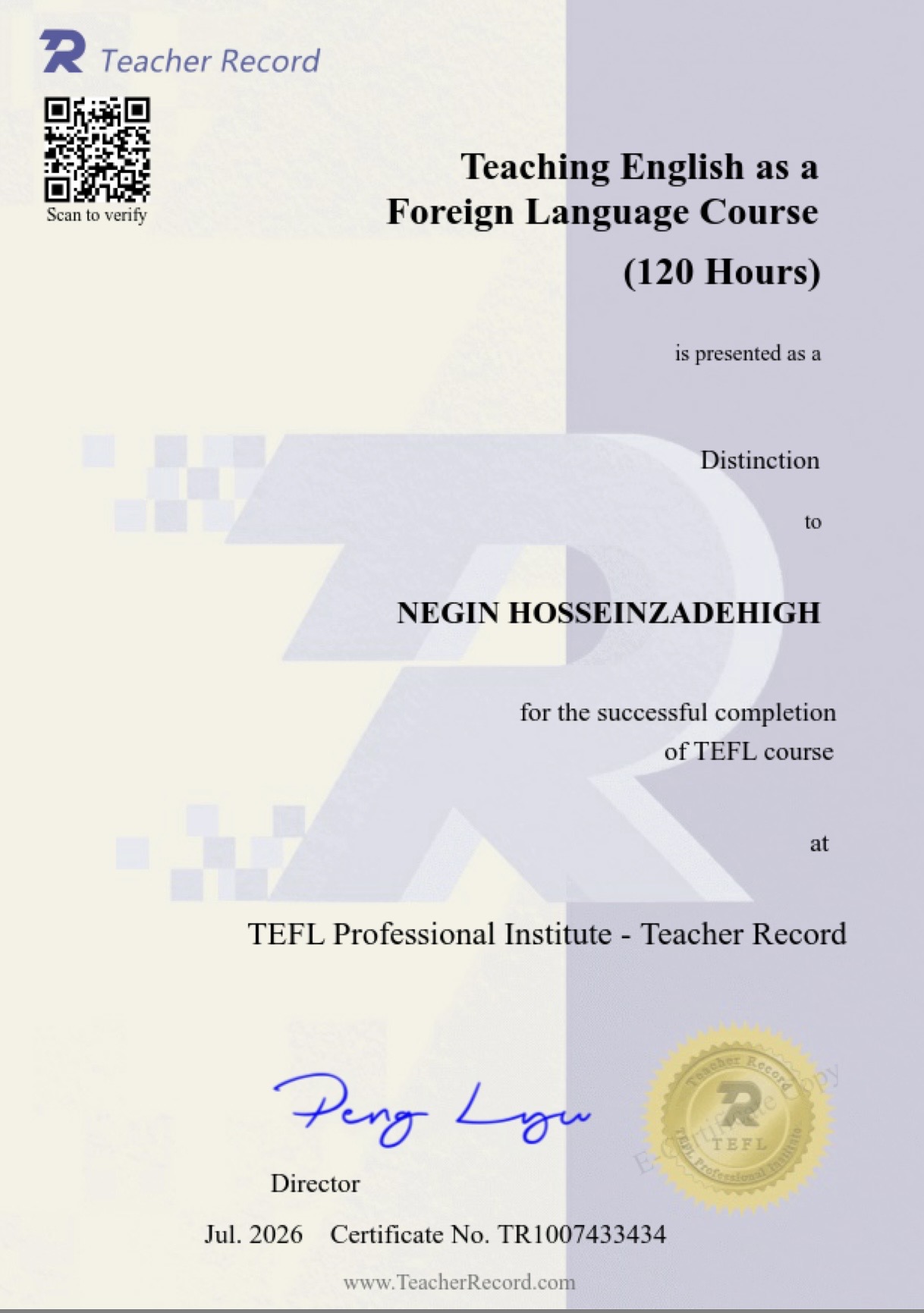 TEFL certificate