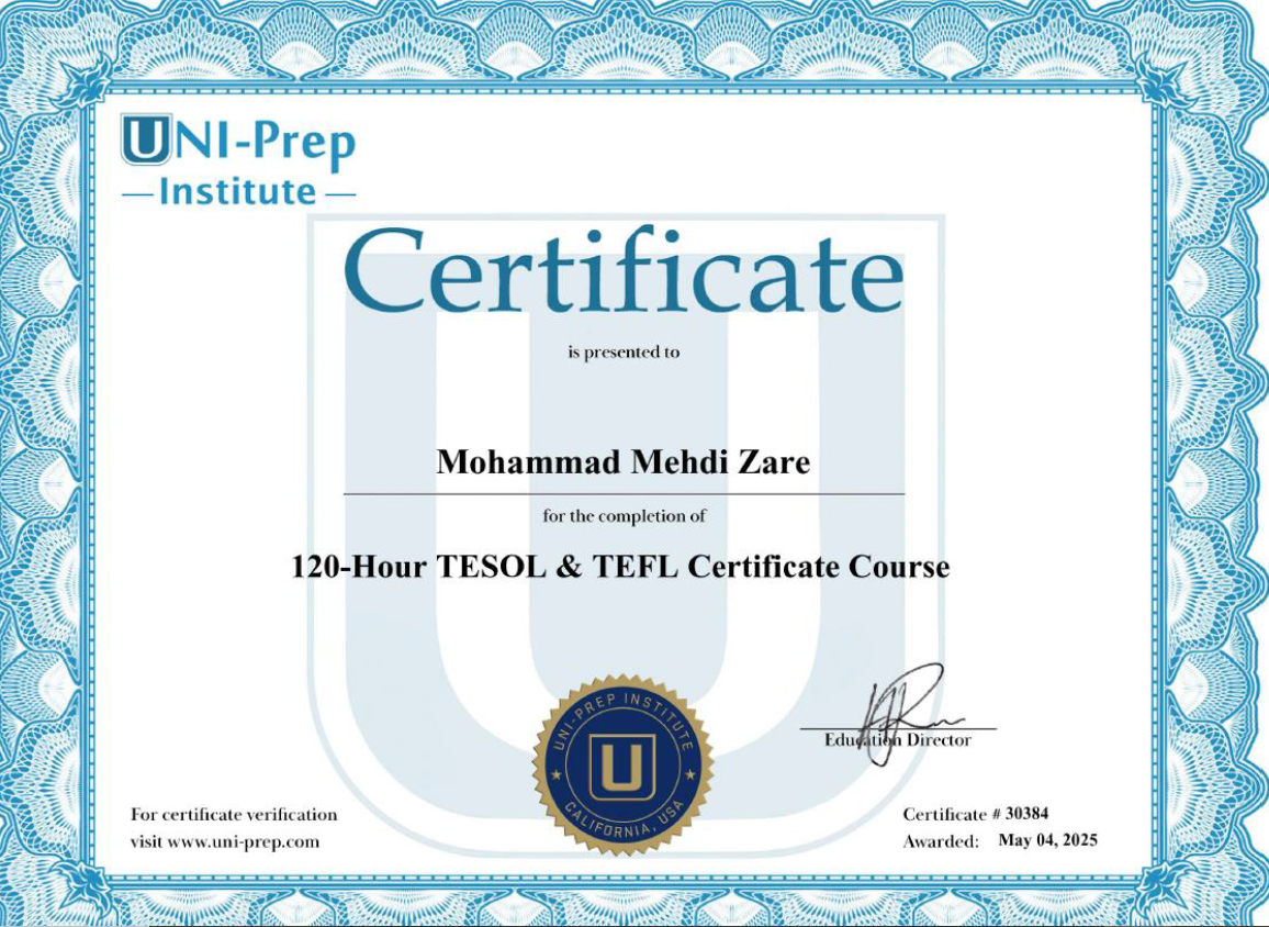 TESOL certificate