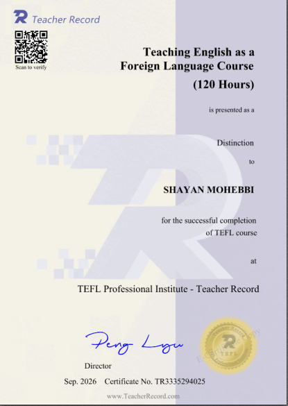TEFL certificate