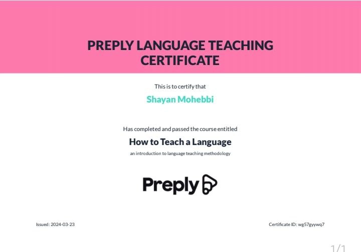 TTC(Preply) certificate