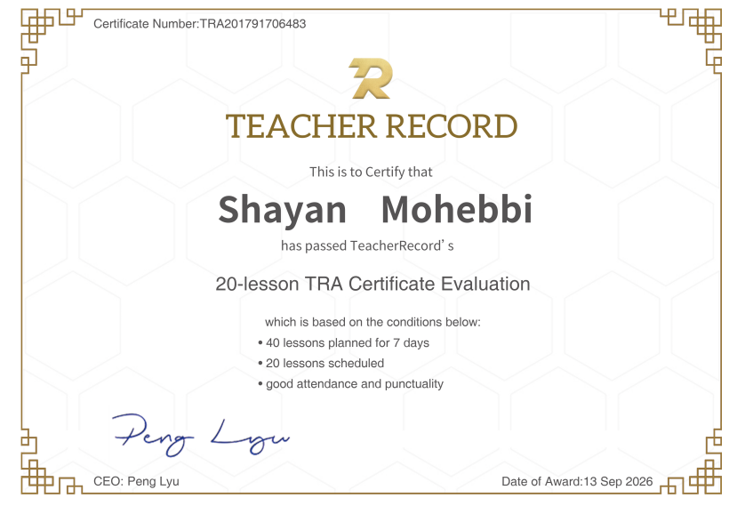 TRA certificate