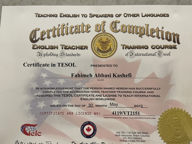 TESOL certificate