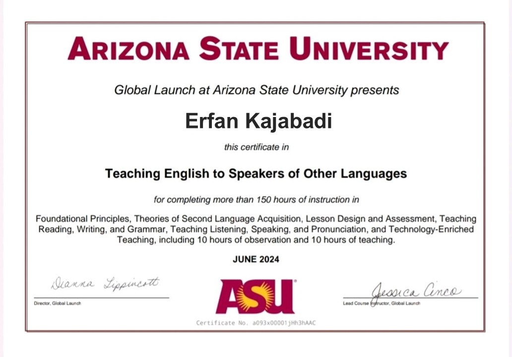 TESOL certificate