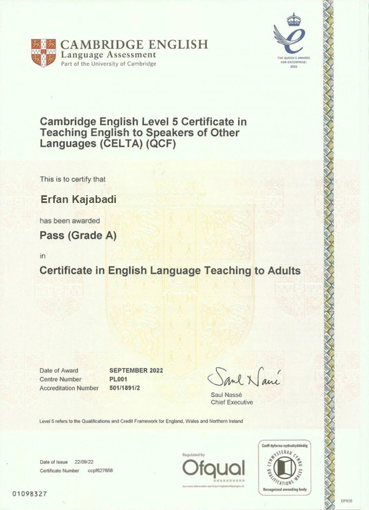 CELTA certificate