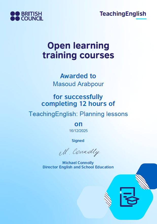 Planning Lessons certificate