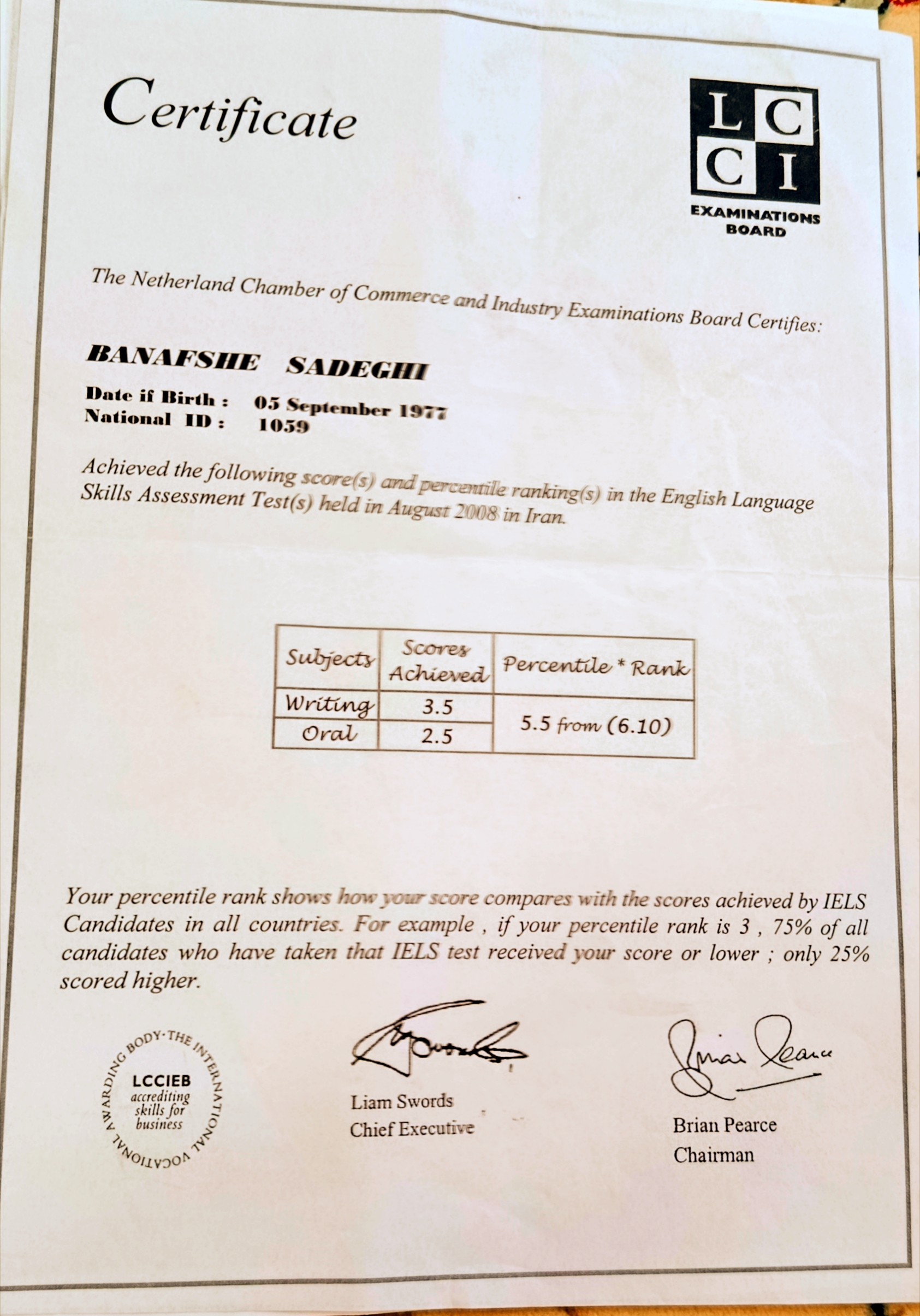 ELSA certificate