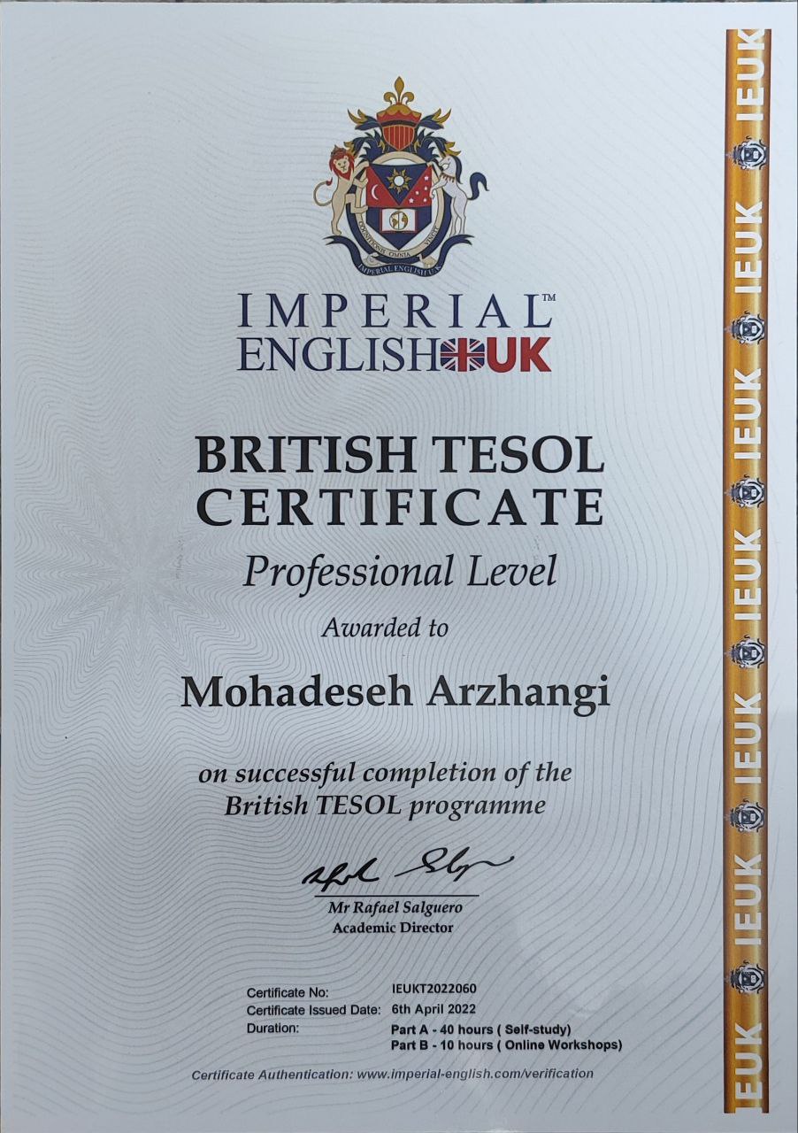 TESOL certificate