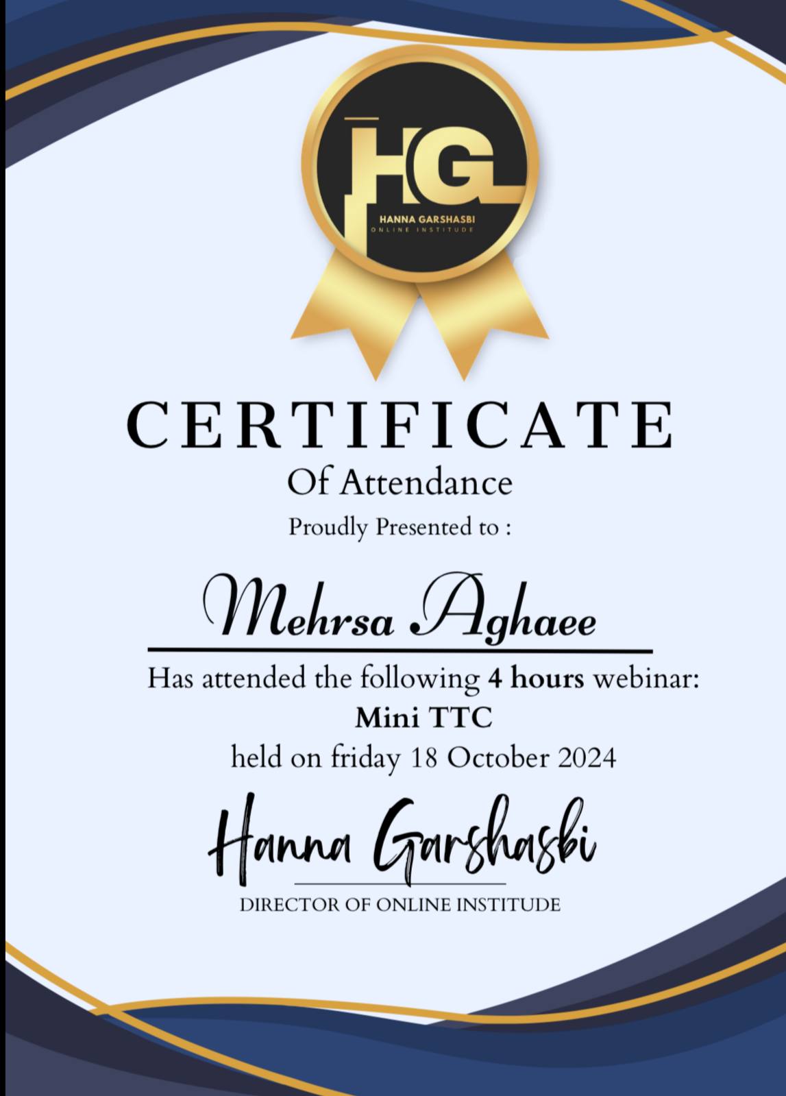 TTC certificate