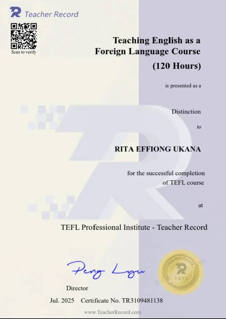 TEFL certificate