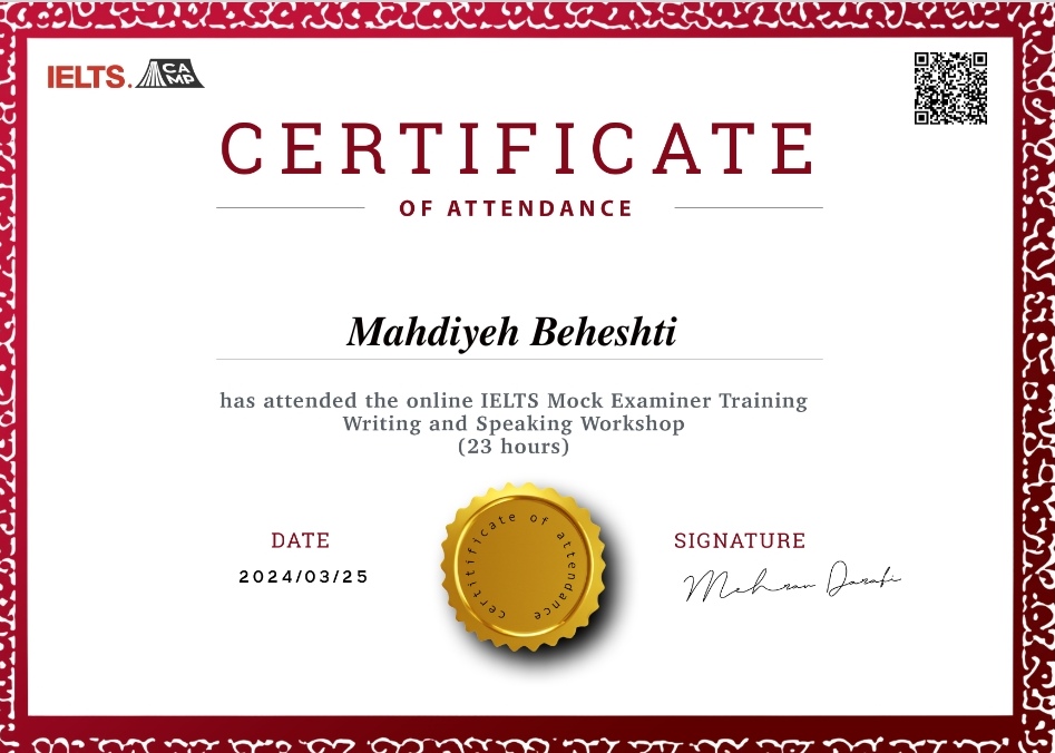 IELTS Examiner certificate