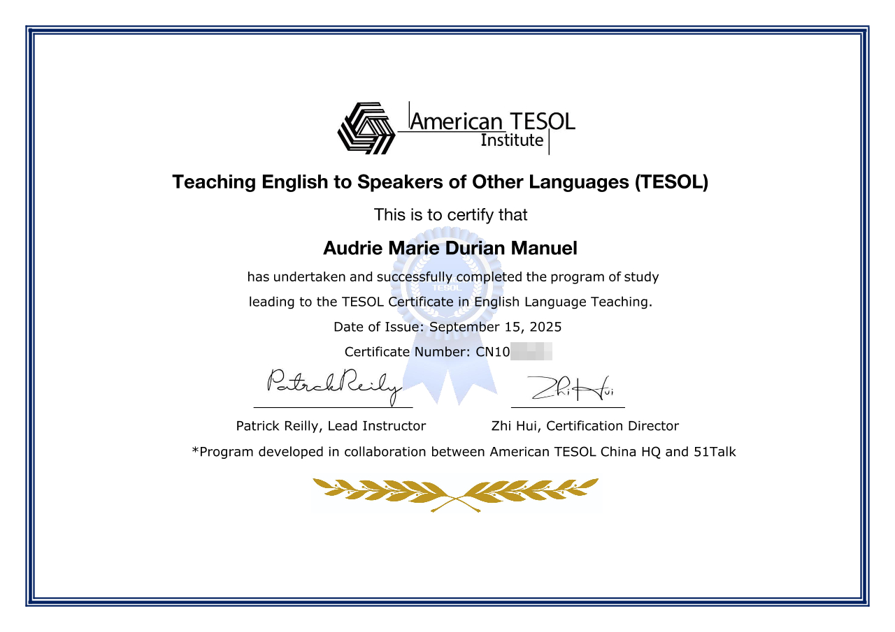 TESOL certificate