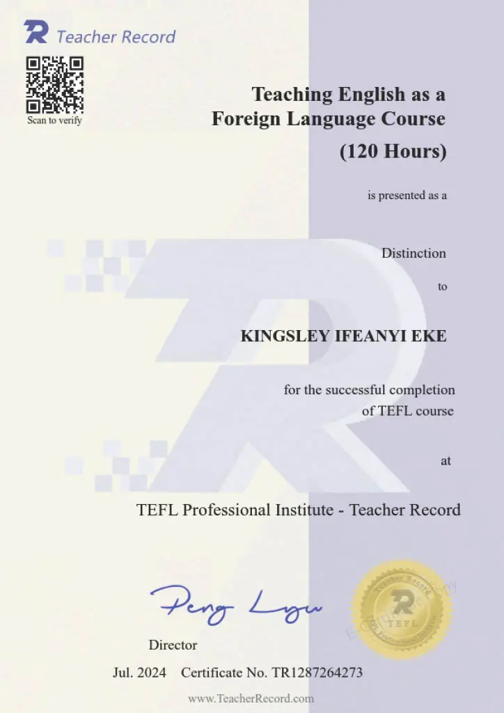 TEFL certificate