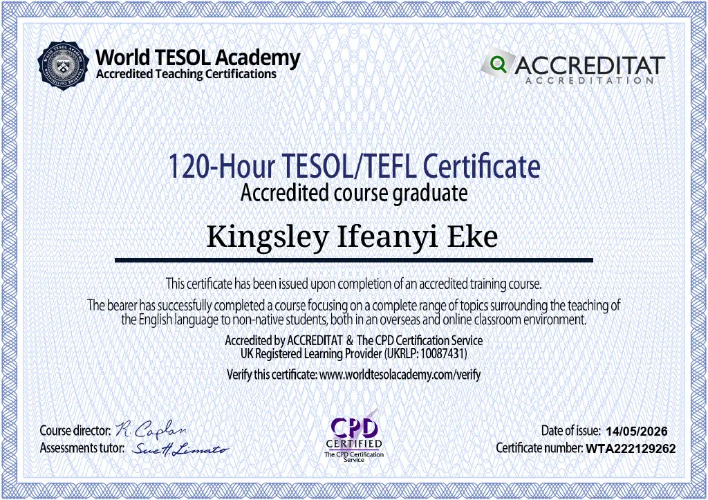 TESOL certificate