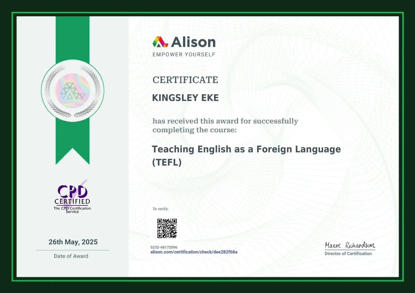 TEFL certificate