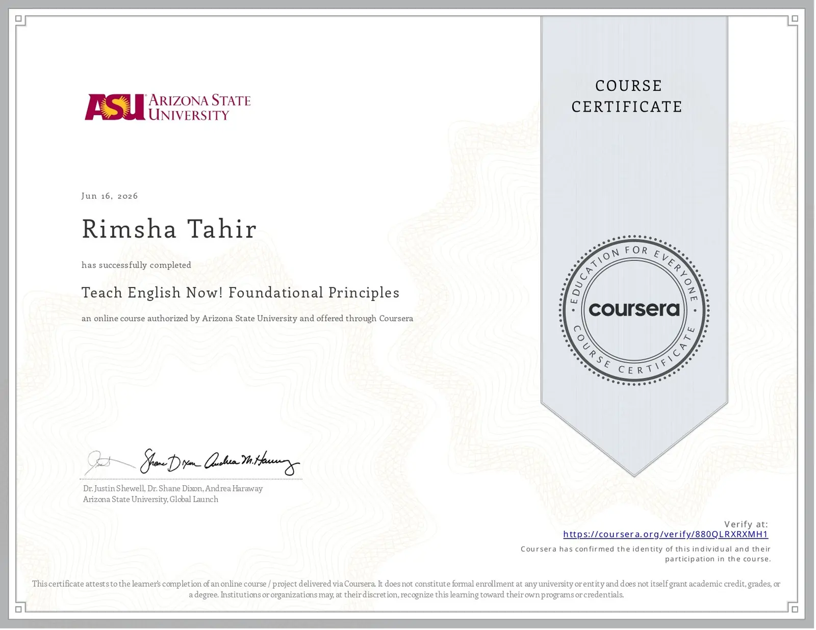 TESOL certificate