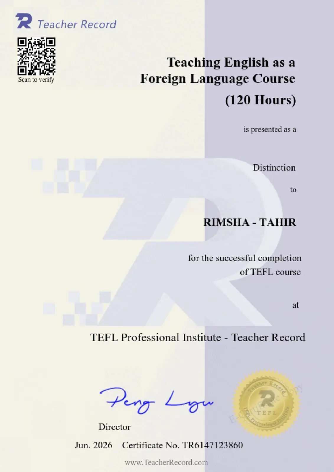 TEFL certificate